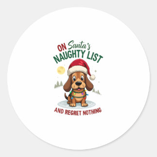 サンタのクリスマス・ナイティリストに載っちゃった！後悔なんてしないバセットハウンド ラウンドシール
