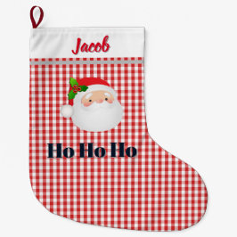 サンタのクリスマス・ブーツ(名入れ可能) Ho Ho Ho ラージクリスマスストッキング