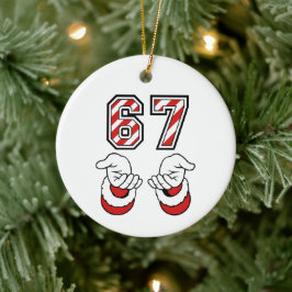 サンタのクリスマス・ミーム Six Seven 67 6 7 ホリデー セラミックオーナメント