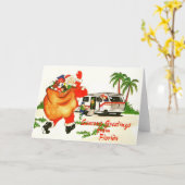 サンタのクリスマス・モーターホーム カード (黄色い花)