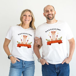 サンタのクリスマス・ラマ一家おそろいメンズTシャツ トライブレンドTシャツ