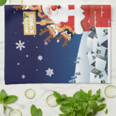 サンタのクルーからのメリークリスマス キッチンタオル (折り畳み)