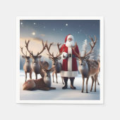 サンタのクルー：トナカイとクリスマスポーズの父親 スタンダードカクテルナプキン (正面)