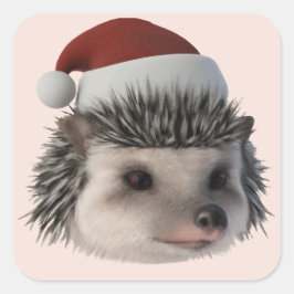 サンタのコスチュームを着たクリスマスのハリネズミまたはフクロネズミ スクエアシール