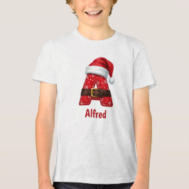 サンタのコスチューム モノグラム A クリスマスアルファベット	 トライブレンドＴシャツ