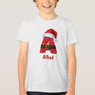 サンタのコスチューム モノグラム A クリスマスアルファベット トライブレンドTシャツ