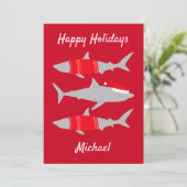 サンタのコスプレでサメを楽しむおもしろい シーズンカード (スタンド正面)