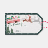 サンタのコミンの町ピンクのバンへの覗き込みはしない ギフトタグ (正面(横))