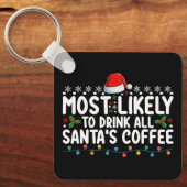 サンタのコーヒーのクリスマスを飲み干す可能性が最も高い キーホルダー (正面)
