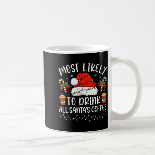サンタのコーヒーを飲み干しそうなクリスマス コーヒーマグカップ (右)