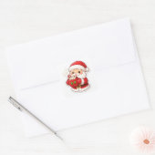 「サンタのコーヒー休憩」 かわいいクリスマスステッカー スクエアシール (封筒)