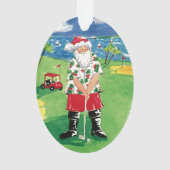 サンタのゴルフをするクリスマスのオーナメント オーナメント (裏面)