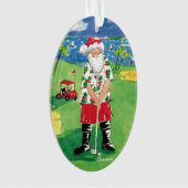 サンタのゴルフをするクリスマスのオーナメント オーナメント (正面)