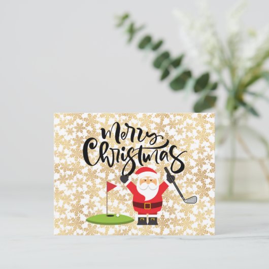 サンタのゴルファーCとのゴルフメリー遊クリス   マス ポストカード (スタンド正面)