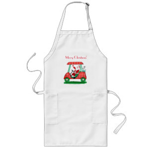 サンタのゴルフカート クリスマスおめでとう ロングエプロン