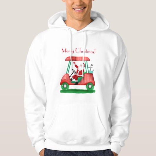 サンタのゴルフカート メリークリスマスTシャツ パーカ (正面)