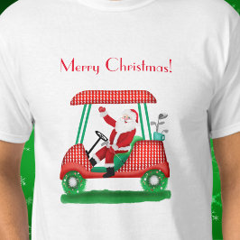 サンタのゴルフカート メリークリスマスTシャツ Tシャツ