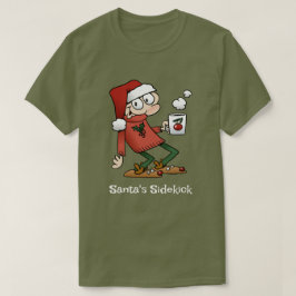 サンタのサイドキックかわいいおもしろいクリスマス漫画の男 Tシャツ