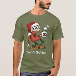 サンタのサイドキックかわいいおもしろいクリスマス漫画の男 Tシャツ