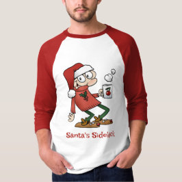 サンタのサイドキックかわいいおもしろいクリスマス漫画の男 Tシャツ