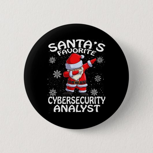 サンタのサイバーセキュリティお気に入りのアナリストのクリスマス 缶バッジ (正面)