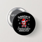 サンタのサイバーセキュリティお気に入りのアナリストのクリスマス 缶バッジ (正面&裏面)