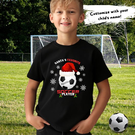 サンタのサッカーお気に入りの選手キッズクリスマス Tシャツ