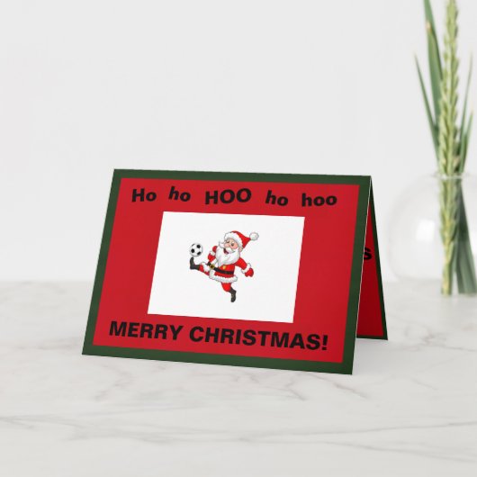 サンタのサッカーが入る遊クリスマスカード カード (正面)