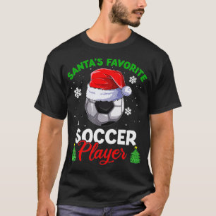 サンタのサッカー好きメンズウェア クリスマス Tシャツ