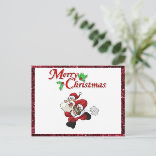 サンタのサッカー遊付きクリスマスポストカード シーズンポストカード (スタンド正面)