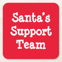 サンタのサポートチーム スクエアペーパーコースター