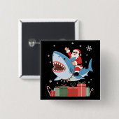 サンタのサメ乗りクリスマスパジャマ かわいいオーシャン 缶バッジ (正面&裏面)