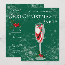 サンタのシャンパンで楽しいクリスマスの乾杯 招待状