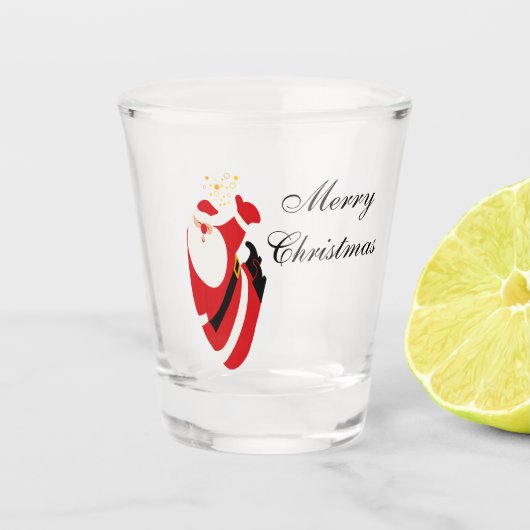 サンタのシャンパンで楽しむ陽気なクリスマスの歓声 冬 ショットグラス (正面)