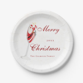 サンタのシャンパンで楽しむ陽気なクリスマスの歓声 冬 ペーパープレート