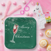 サンタのシャンパンで楽しむ陽気なクリスマスの歓声 冬 ペーパープレート (パーティー)