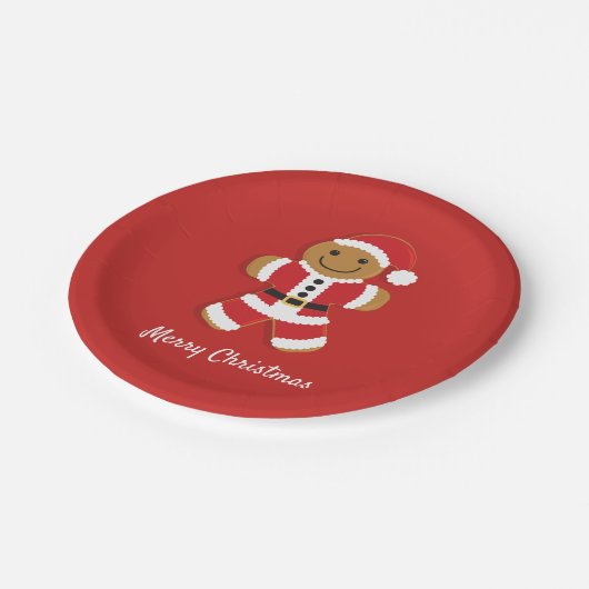 サンタのジンジャーブレッドマン|の紙皿 ペーパープレート (アングル)