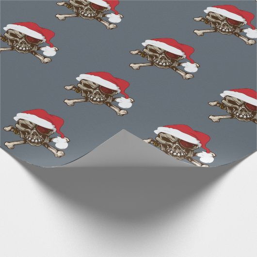 サンタのスカルの海賊クリスマスのプレゼントの包装紙 ラッピングペーパー (角)