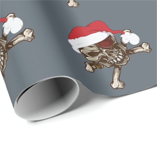 サンタのスカルの海賊クリスマスのプレゼントの包装紙 ラッピングペーパー (ロールコーナー)