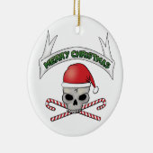 サンタのスカル及び骨が交差した図形のクリスマスのオーナメント セラミックオーナメント (右)