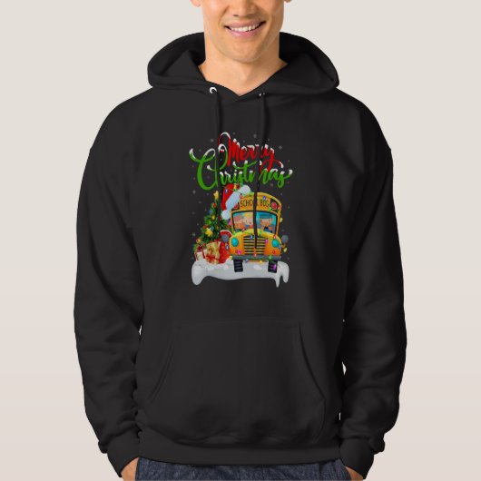 サンタのスクールバス クリスマスのスクールバス 装飾 パーカ (正面)