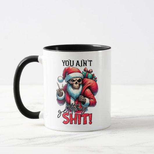 サンタのスケルトンマグ、ダーククリスマスユーモア マグカップ (左)