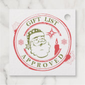 サンタのスタンプ付きクリスマスギフトリスト – 承認済み フェイバータグ (裏面)