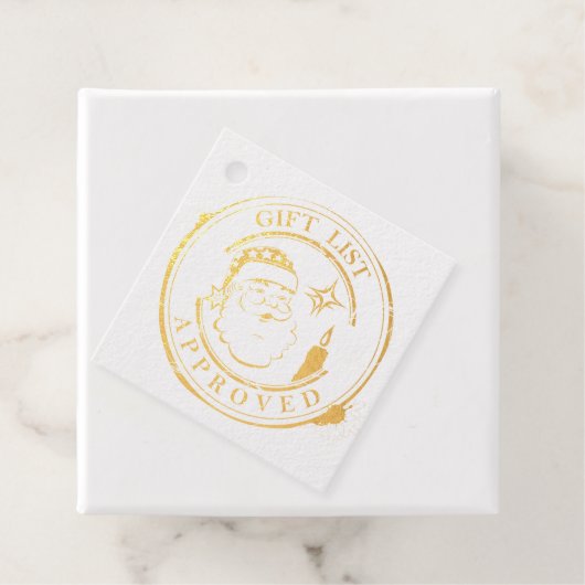サンタのスタンプ付きクリスマスギフトリスト – 承認済み フェイバータグ (箱)