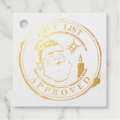 サンタのスタンプ付きクリスマスギフトリスト – 承認済み フェイバータグ (正面)