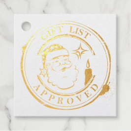 サンタのスタンプ付きクリスマスギフトリスト – 承認済み フェイバータグ