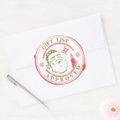 サンタのスタンプ付きクリスマスギフトリスト – 承認済み ラウンドシール (封筒)