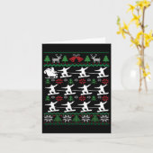 サンタのスノーボードクリスマスを引っ張るスノーボーダー カード (黄色い花)