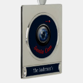 サンタのスパイのカメラ シルバープレートバナーオーナメント (右)