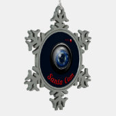 サンタのスパイのカメラ スノーフレークピューターオーナメント (左)